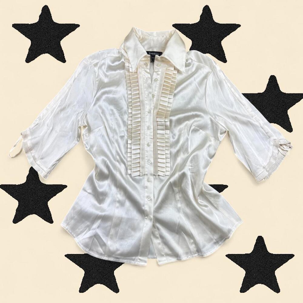 ★ Bebe white/ cream silk blouse ★
